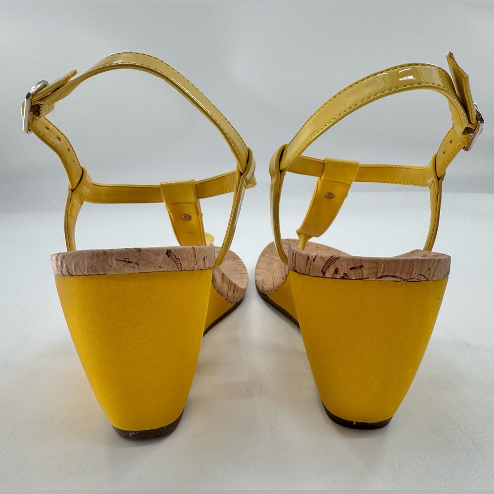 Anne Klein Wedge Sandals Women’s Akitalia Yellow Shoes Size 10 1/2 M NEW Cork - Picture 5 of 9